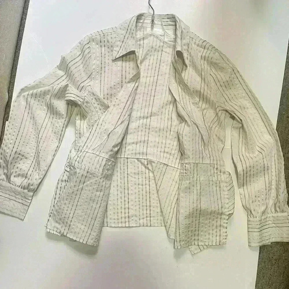 Vintage Striped Button-Up  Blouse with Waist Tie - Picture 8 of 9